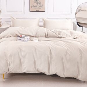 Lenjerie de pat dublu cu elastic 180x200 cm, realizată din microfibră premium cu țesătură tip damasc. Set 4 piese, confortabil, elegant și rezistent la utilizare zilnică. - Bej