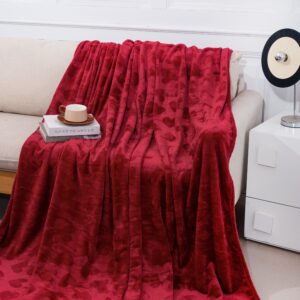 Pătură Pufoasă 200x220 cm – Călduroasă și Confortabilă pentru Pat Dublu - Roșu Închis