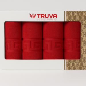 Set 4 Prosoape Greek – 100% Bumbac, 500 g/mp, 2x70x140 cm + 2x50x90 cm - Burgundia