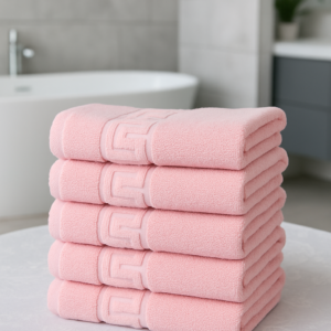 Set 5 Prosoape Greek - Bumbac 100%, 500 g/mp, 5x 50x90 - Roz Pudră