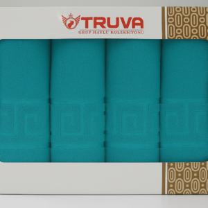 Set 4 Prosoape Greek – 100% Bumbac, 500 g/mp, 2x70x140 cm + 2x50x90 cm - Turcoaz