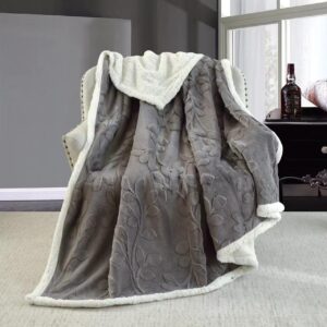 Pătură Cocolino 200x230 cm cu blăniță – Pufoasă, Călduroasă, pentru Pat Dublu - Antracit