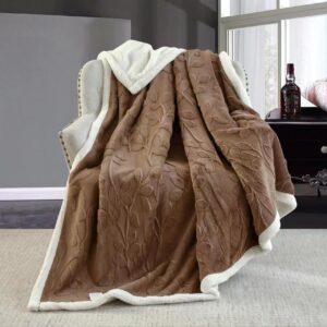 Pătură Cocolino 200x230 cm cu blăniță – Pufoasă, Călduroasă, pentru Pat Dublu - Maro