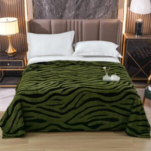 Pătură Pufoasă Zebra | 200x230 cm | Verde Închis